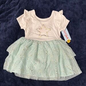 Cat & Jack Cream Top with Mint Tulle Skirt